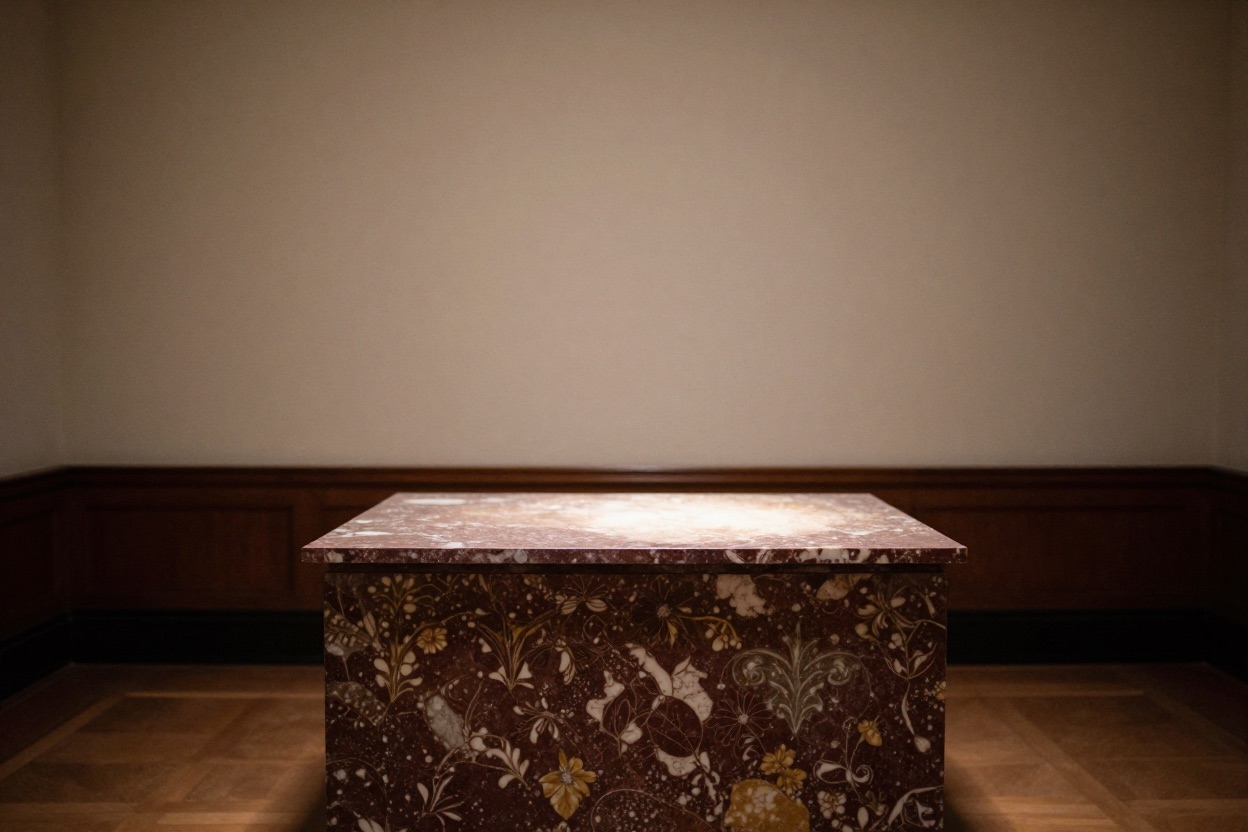 An empty pedestal in a museum hall
